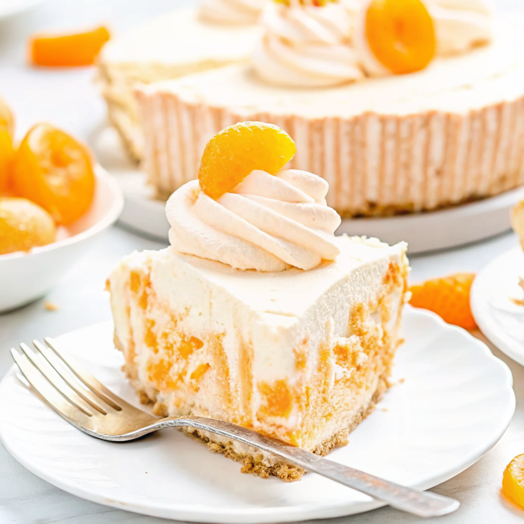 Orange creamsicle no-bake pie with creamy orange filling