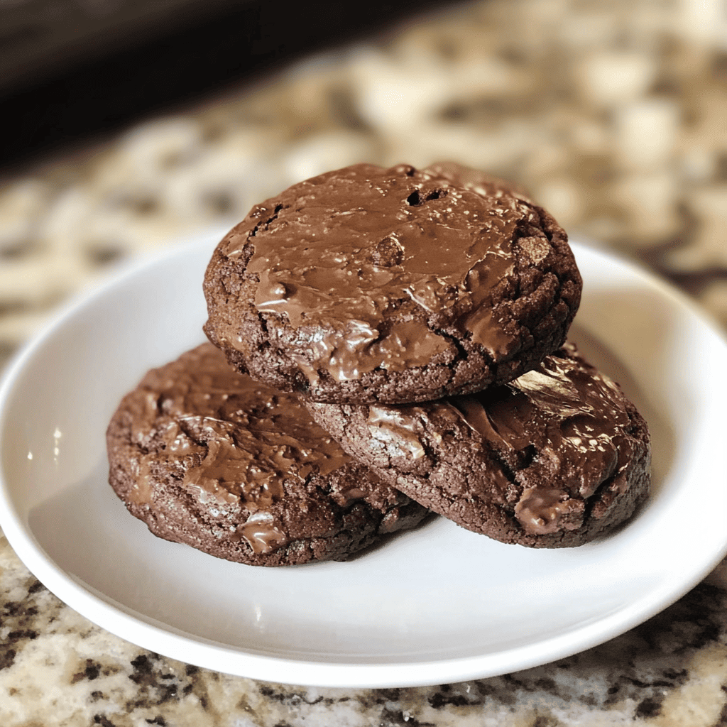 Rich, dark gluten-free chocolate cookies dusted with powdered sugar, showing fudgy centers