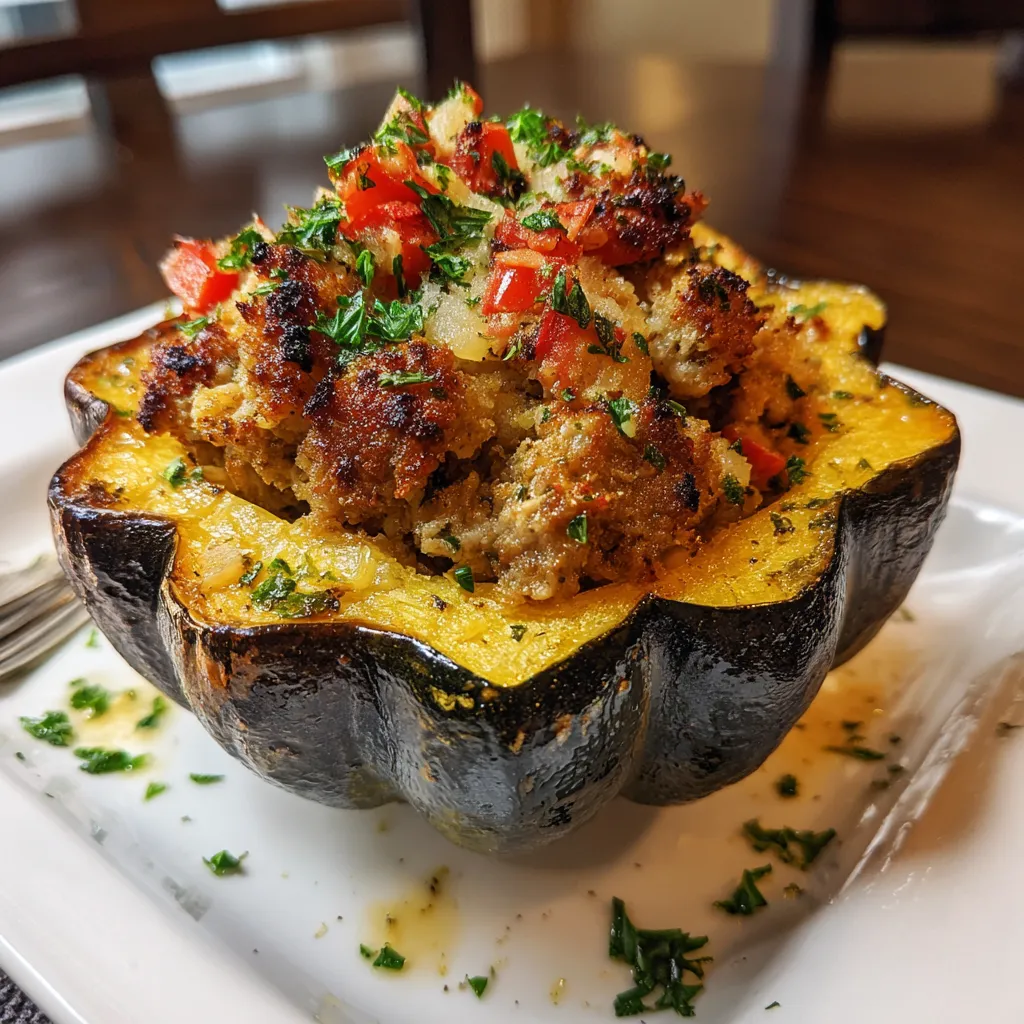 Acorn Squash with Savory Sausage Stuffing