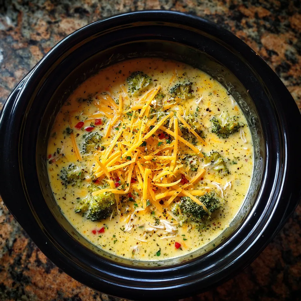 Crockpot Cheesy Chicken Broccoli Soup