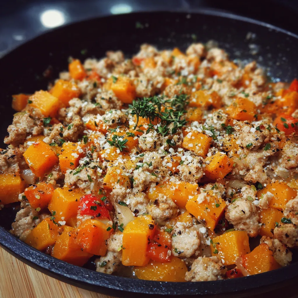 Ground Turkey Butternut Squash Skillet