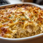 French Onion Chicken Orzo Casserole