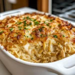 French Onion Chicken Orzo Casserole