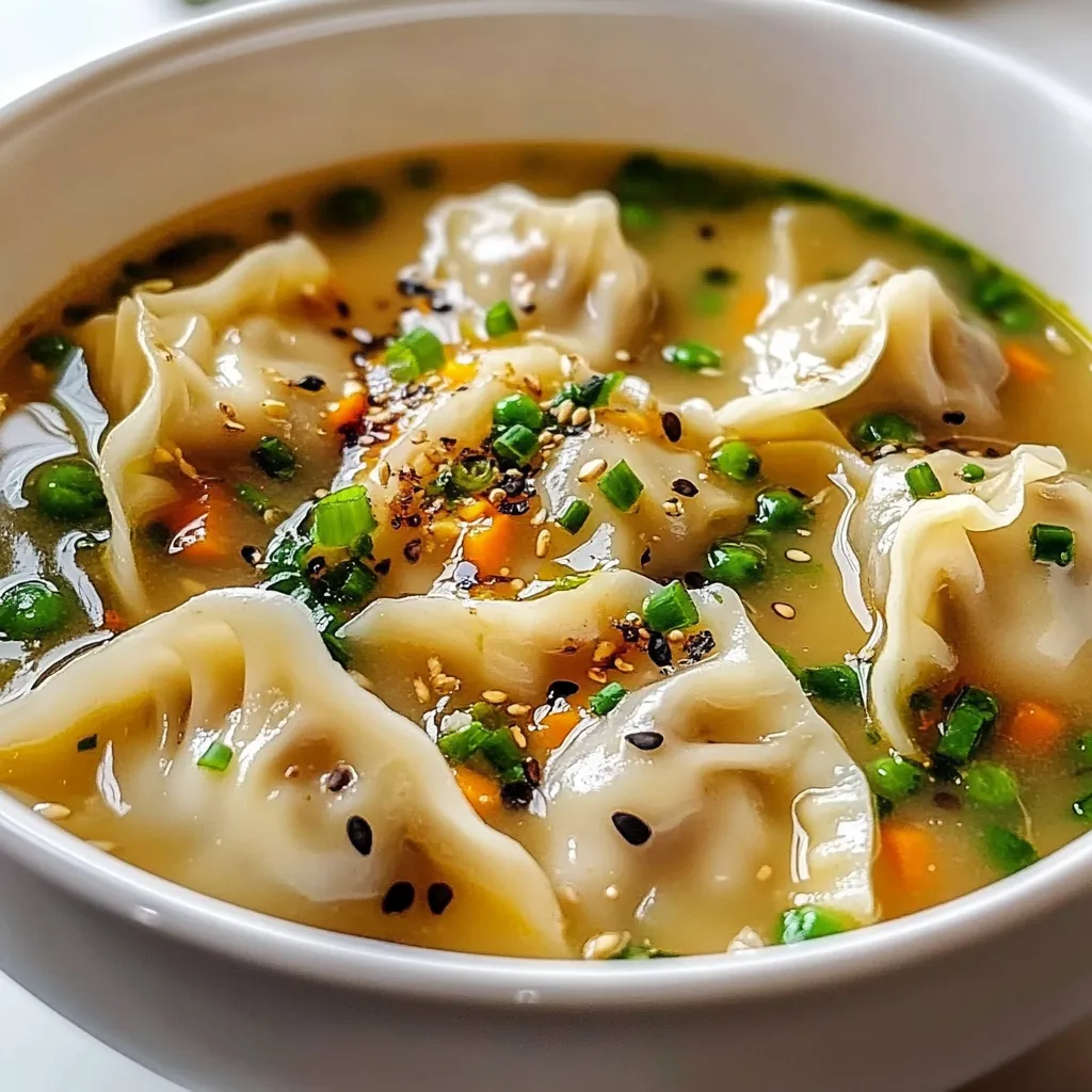 Homemade Potsticker Soup with Fresh Ingredients