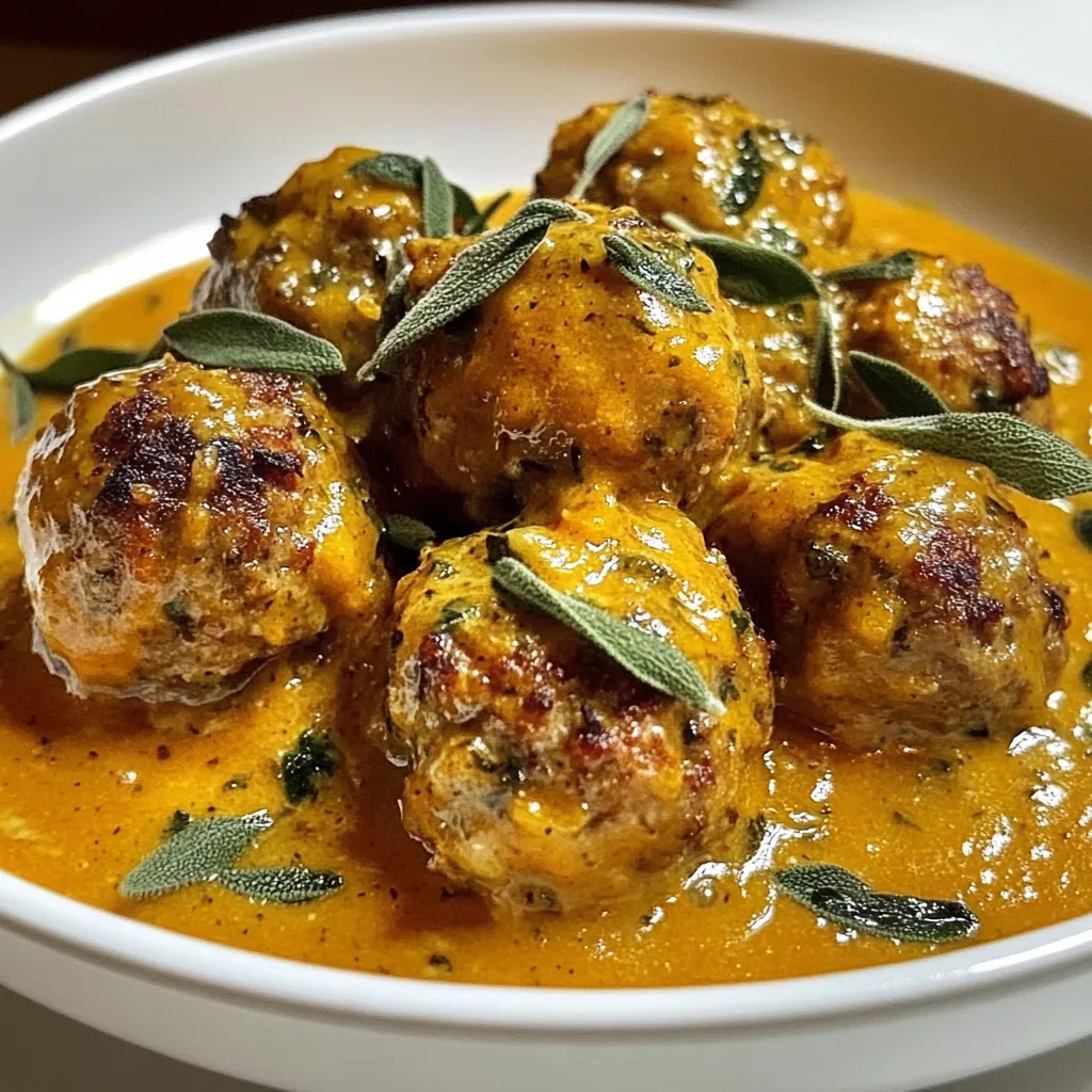 Turkey Meatballs in Pumpkin Sage Sauce