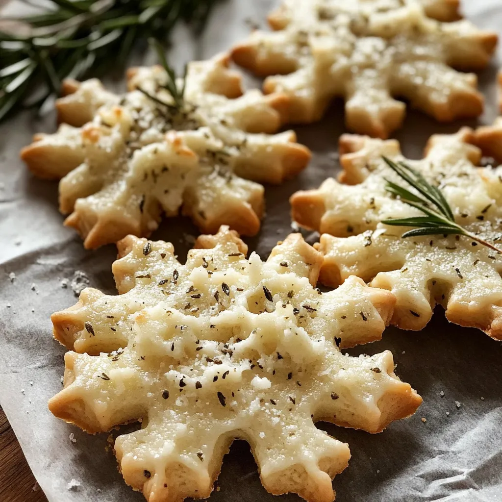 Savory Rosemary Parmesan Snowflake Cookies : Elegant Holiday Appetizer