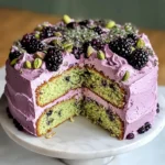 Pistachio Olive Oil Cake with Blackberry Thyme Buttercream