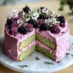 Pistachio Olive Oil Cake with Blackberry Thyme Buttercream