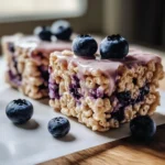 Blueberry Rice Krispies Treats with Vanilla Glaze